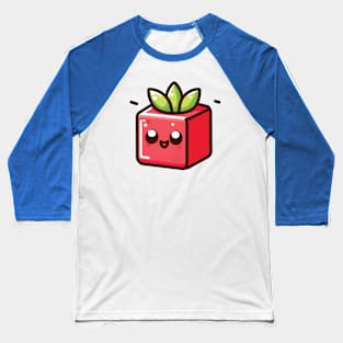 Cute Red Cube Emoji Baseball T-Shirt